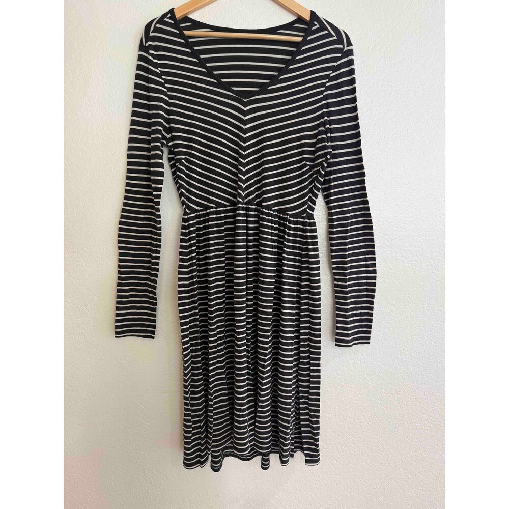 Hanna Andersson Love, Hanna Striped Dress Women's Size L Black White Fit Flare